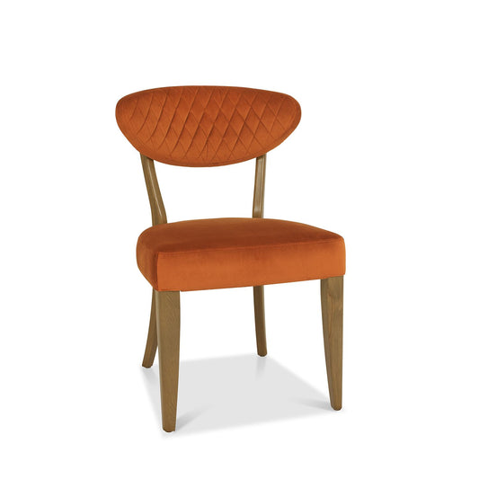 Phoenix Rustic Oak Dining Chair - Rust Velvet