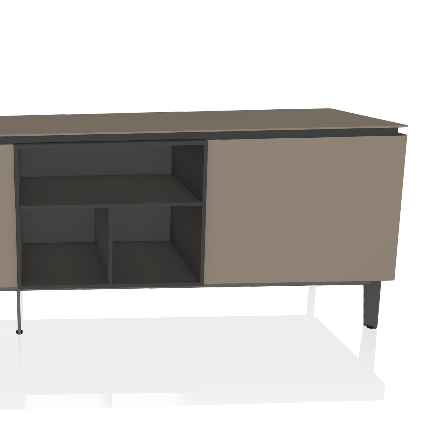 Cosmopolitan 244cm Lacquered Wood Sideboard By Bontempi Casa - In Sand With Anthracite Cut Out & Legs