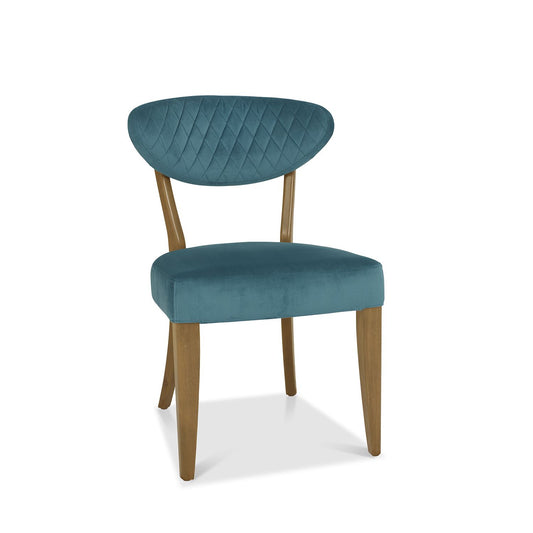 Phoenix Rustic Oak Dining Chair - Azure Velvet