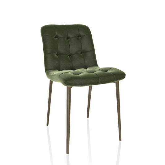 Kuga Chair Supreme Velvet By Bontempi Casa - Moss + Aged Brass Frame