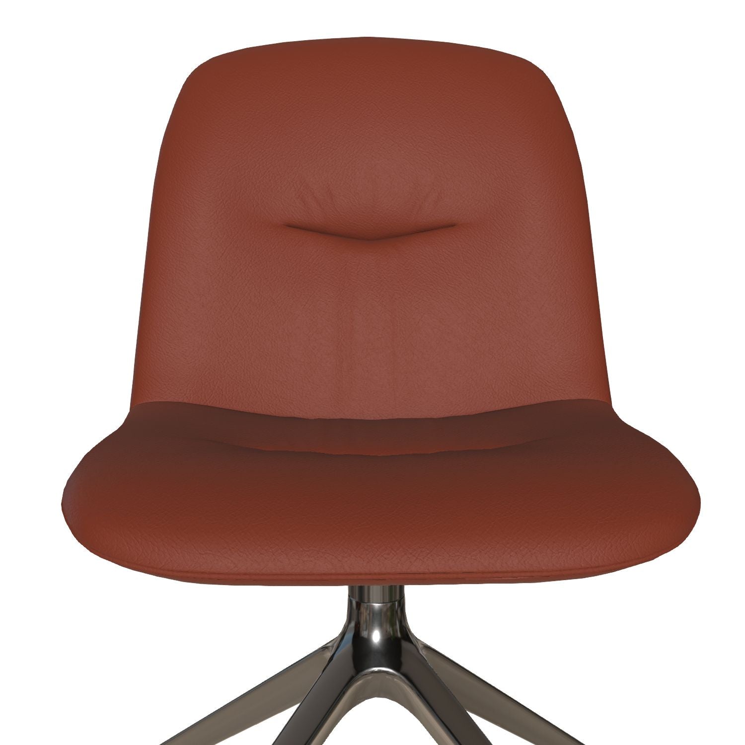 Chantal Swivel Chair By Bontempi Casa - Nappa Leather - Red Brick + Natural Silver Frame