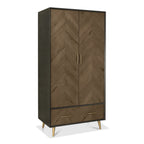 Boston Fumed Oak & Peppercorn Wardrobe - Double