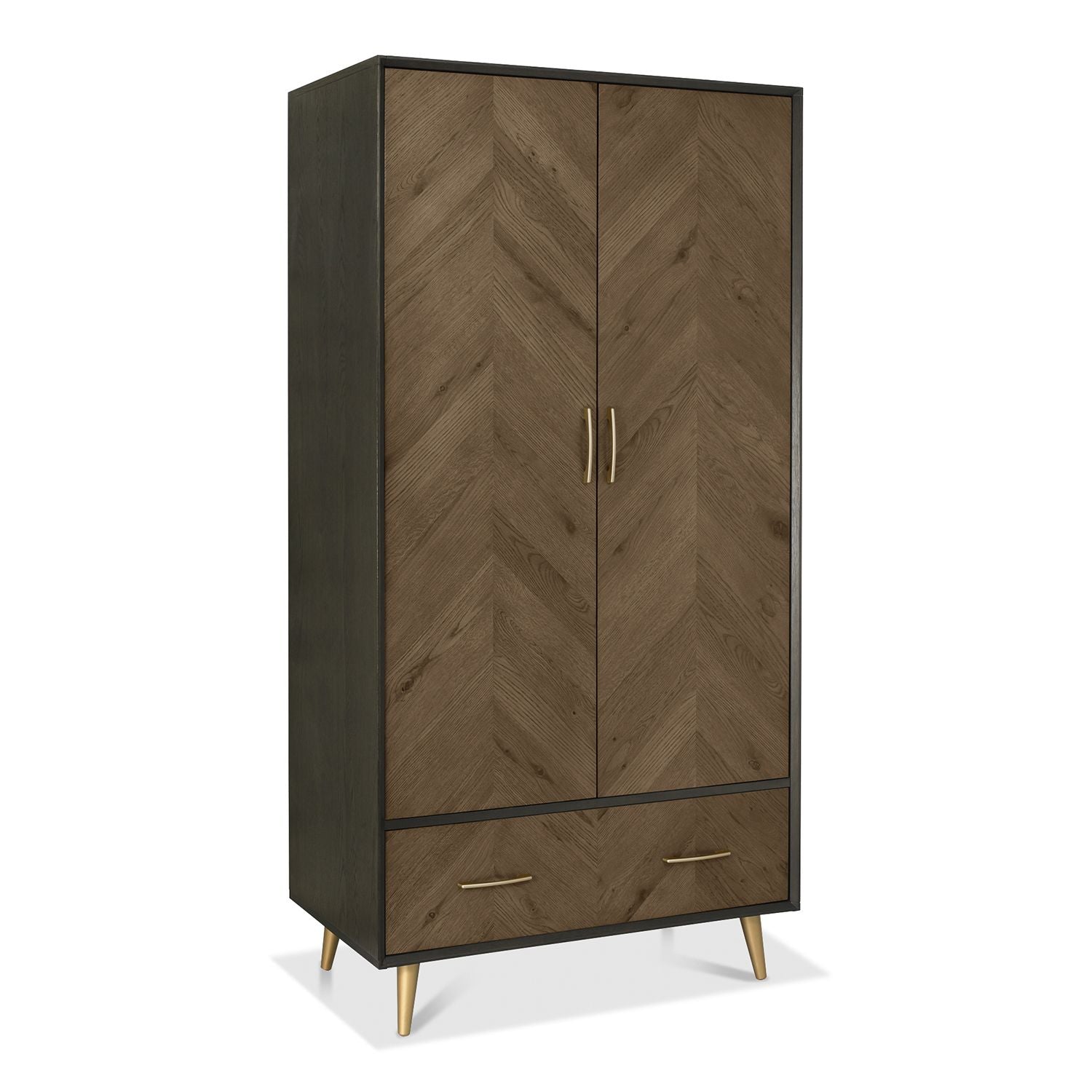 Boston Fumed Oak & Peppercorn Wardrobe - Double