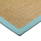 Sisal Floor Rug - Linen/Aqua Border