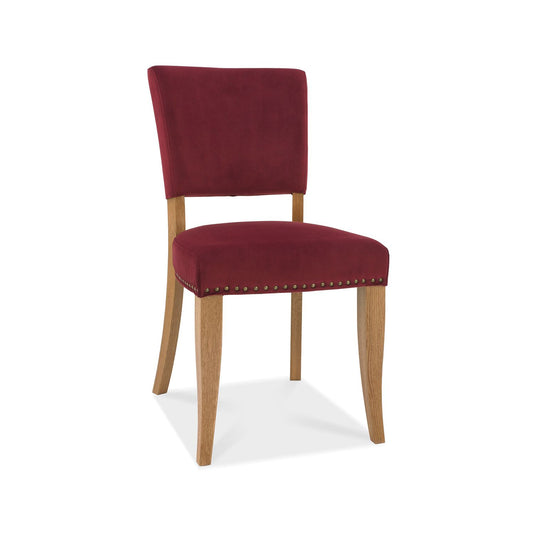 Denver Rustic Oak Dining Chair - Crimson Velvet