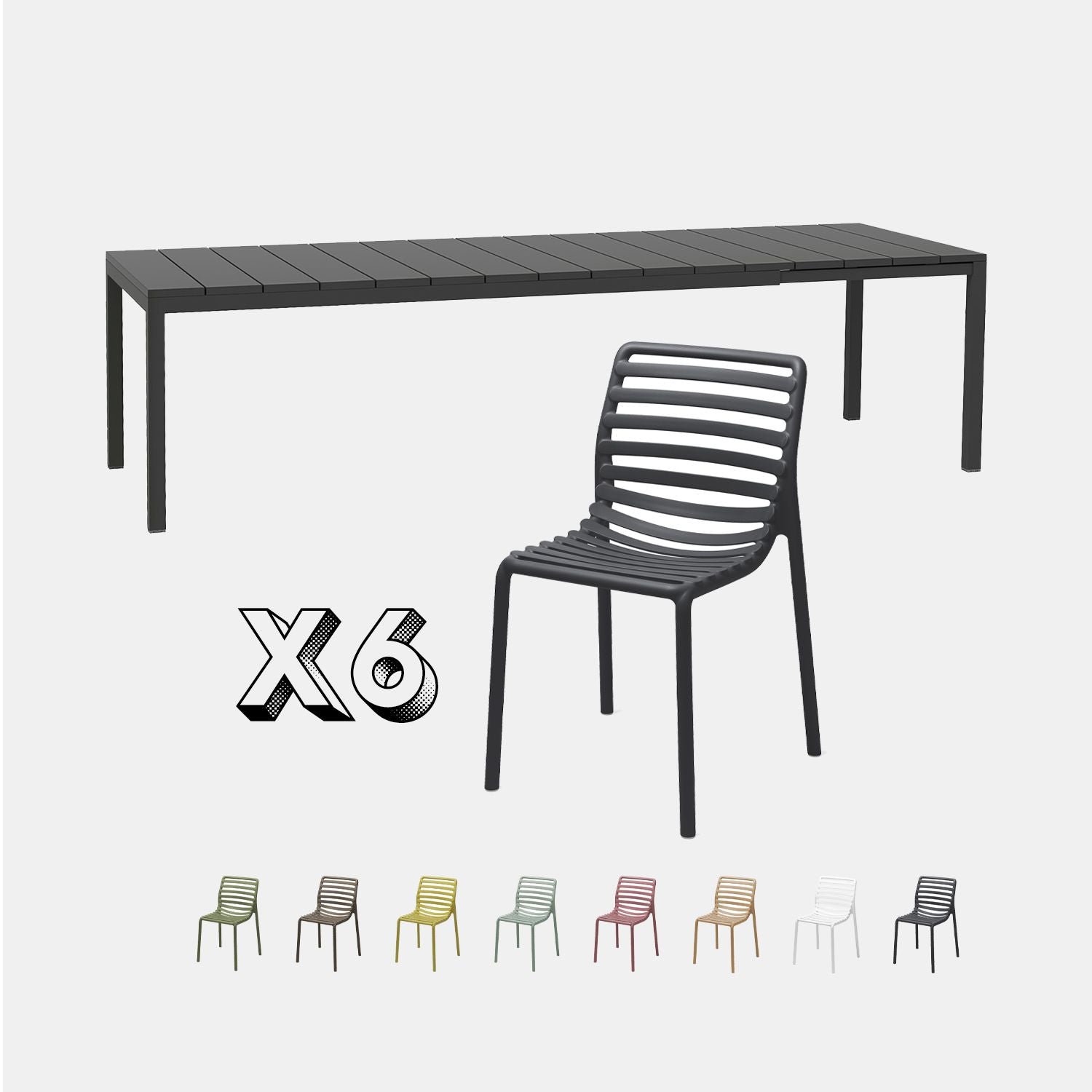 Dining Set - Rio 210 Extending Table & Doga Armless Chairs