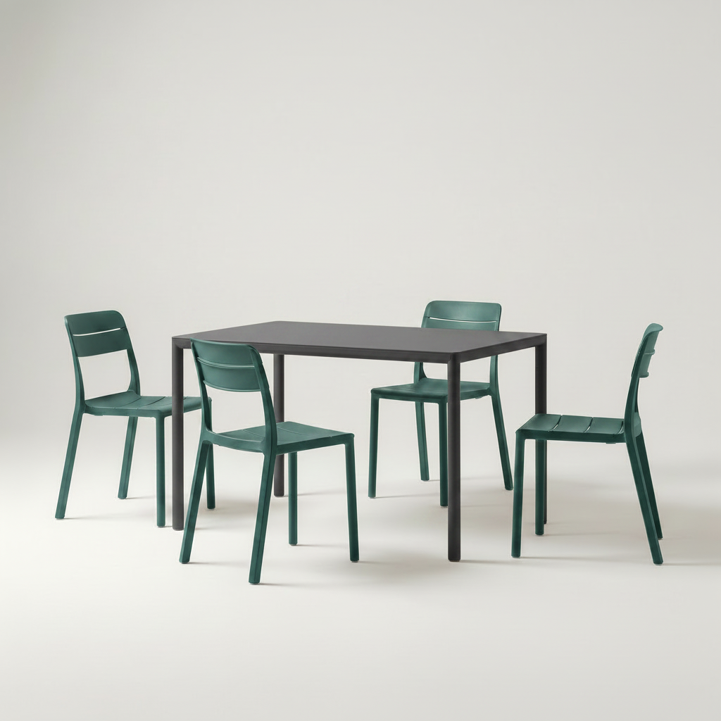 Maya chairs with Antracite table