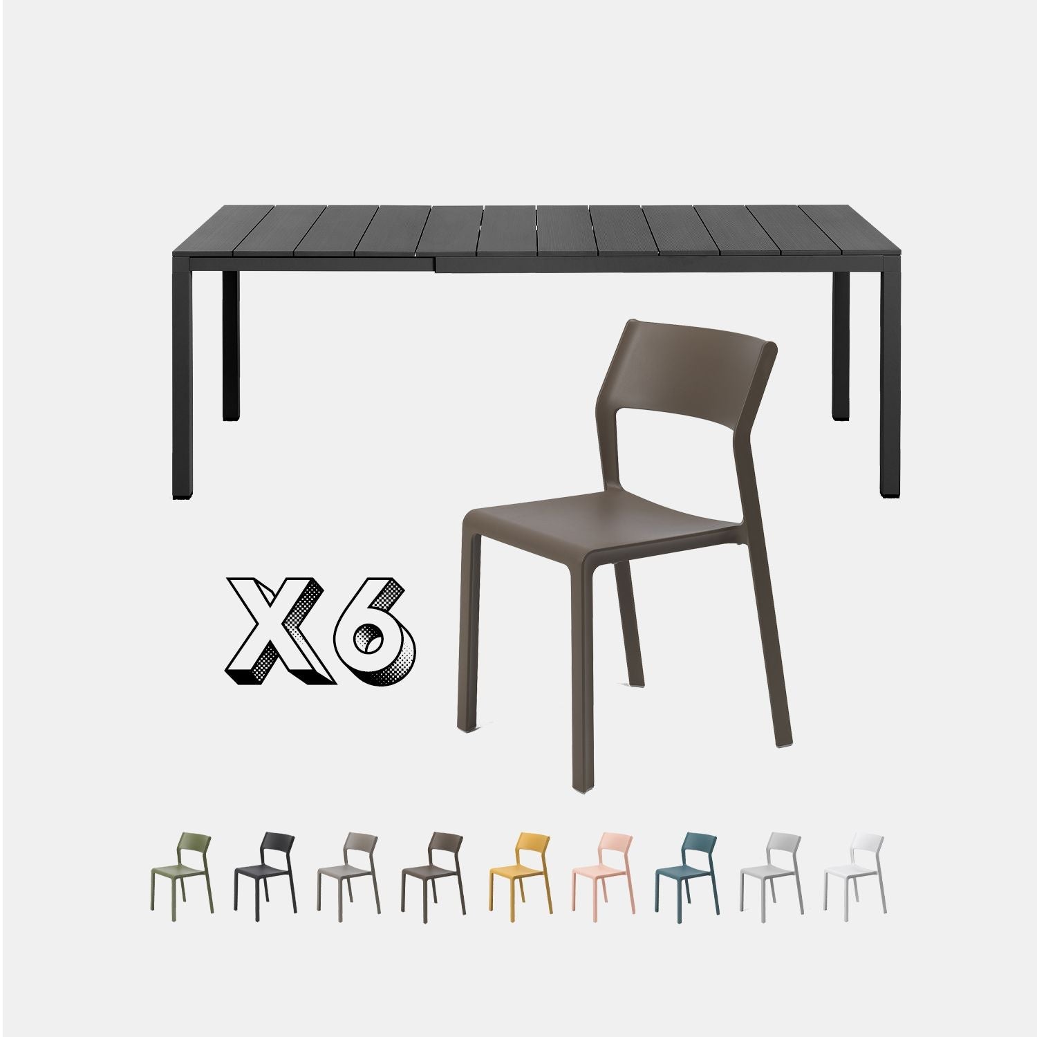 Dining Set - Rio 140 Extending Table & Trill Armless Chairs