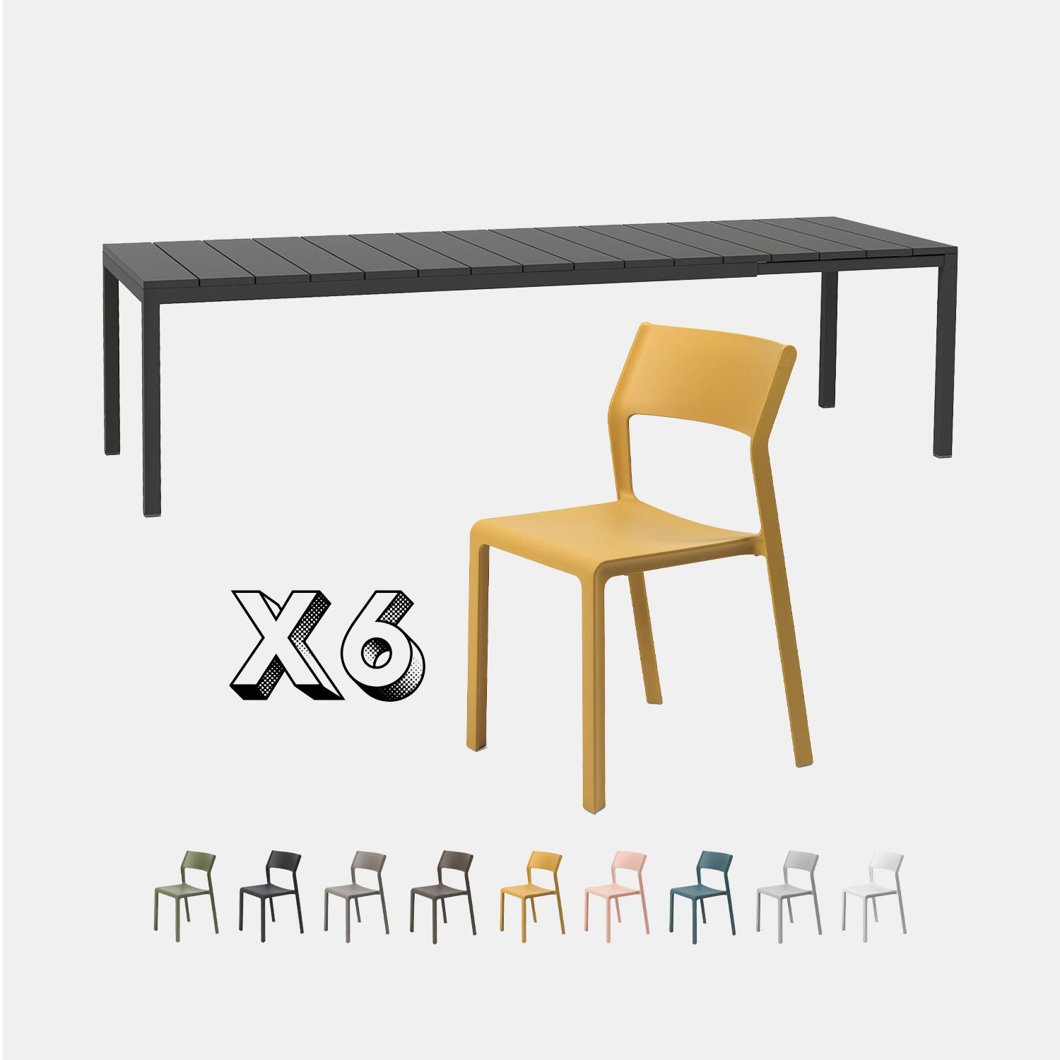 Dining Set - Rio 210 Extending Table & Trill Armless Chairs