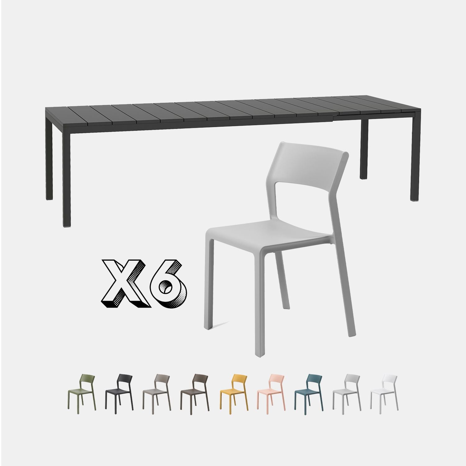 Dining Set - Rio 210 Extending Table & Trill Armless Chairs