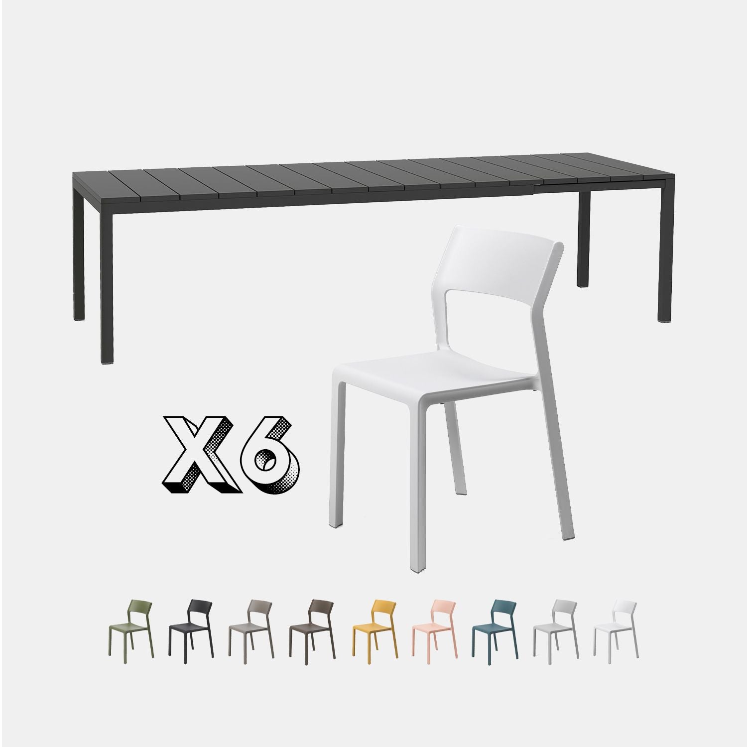 Dining Set - Rio 210 Extending Table & Trill Armless Chairs