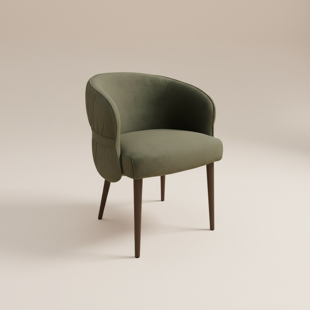 Single Olive Dining Chair with preferred backdrop