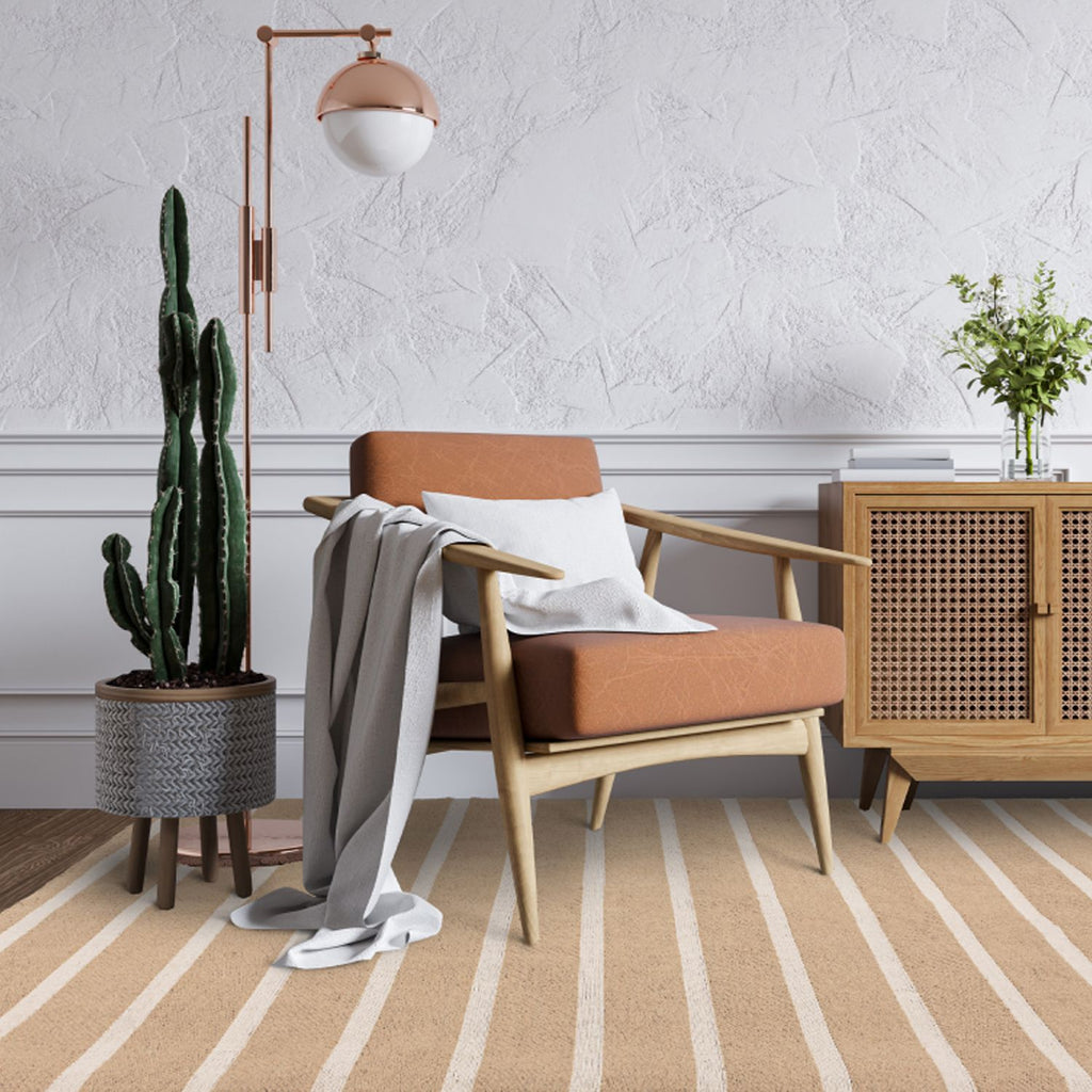Cream Stripe Floor Rug