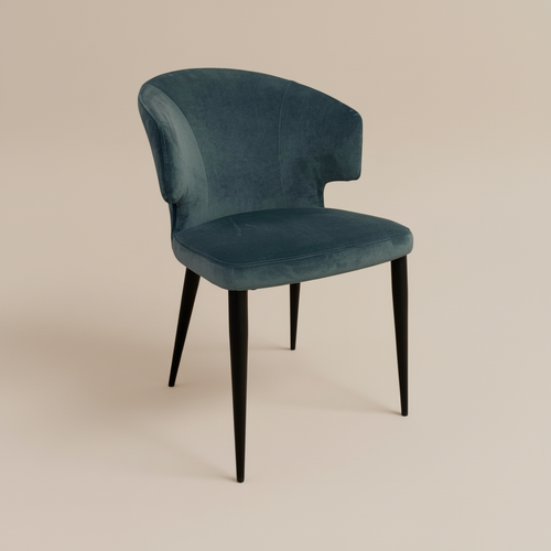 Teal blue chair with neutral background