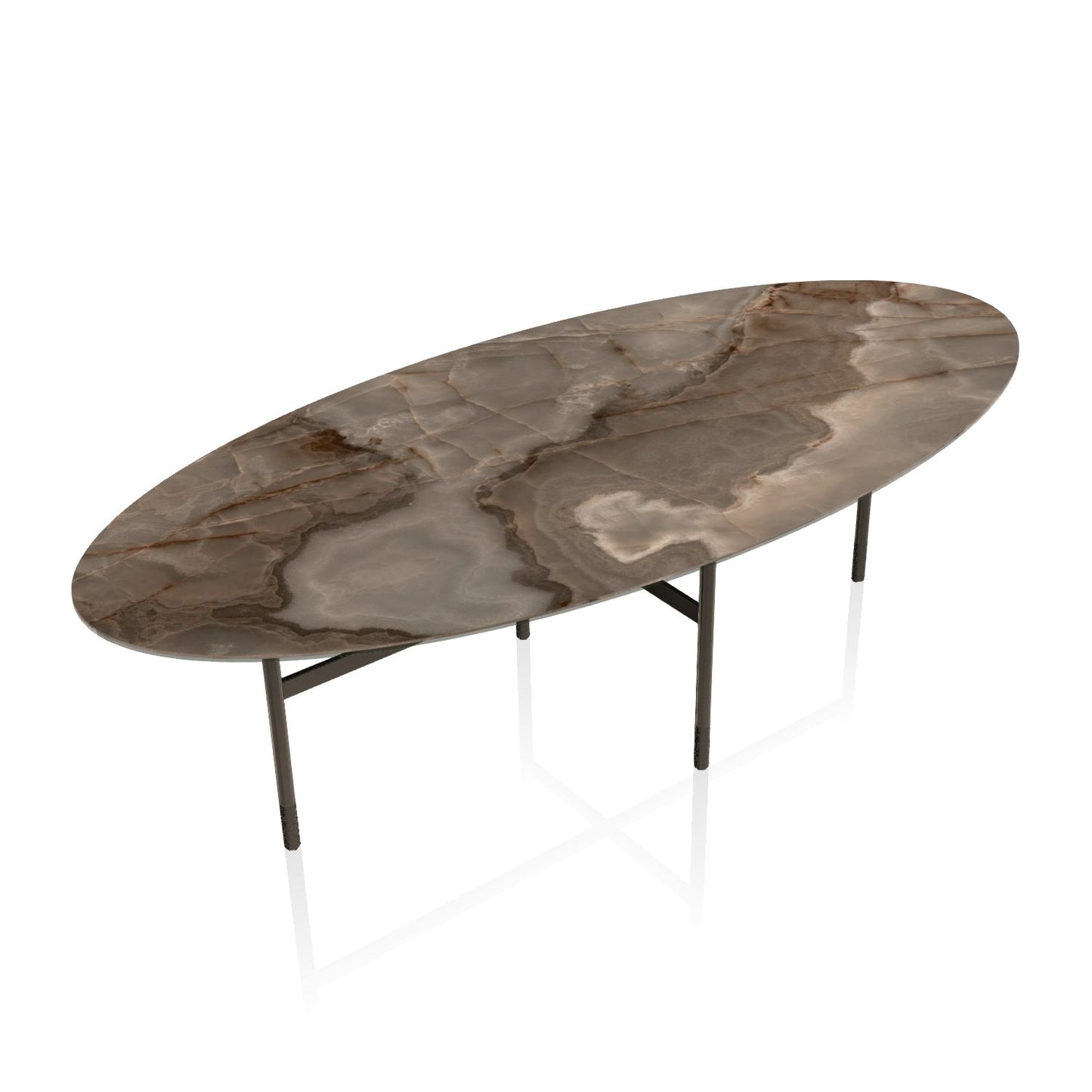Glamour 250cm Elliptical Table By Bontempi Casa - Supermarble & Silver Frame