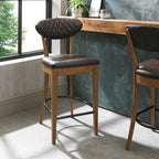 Phoenix Rustic Oak Bar Stool - Old West Vintage