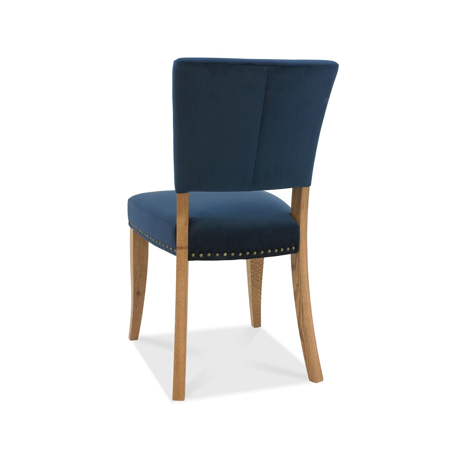 Rustic Oak Dining Chair - Dark Blue Velvet