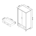 Boston Fumed Oak & Peppercorn Wardrobe - Double