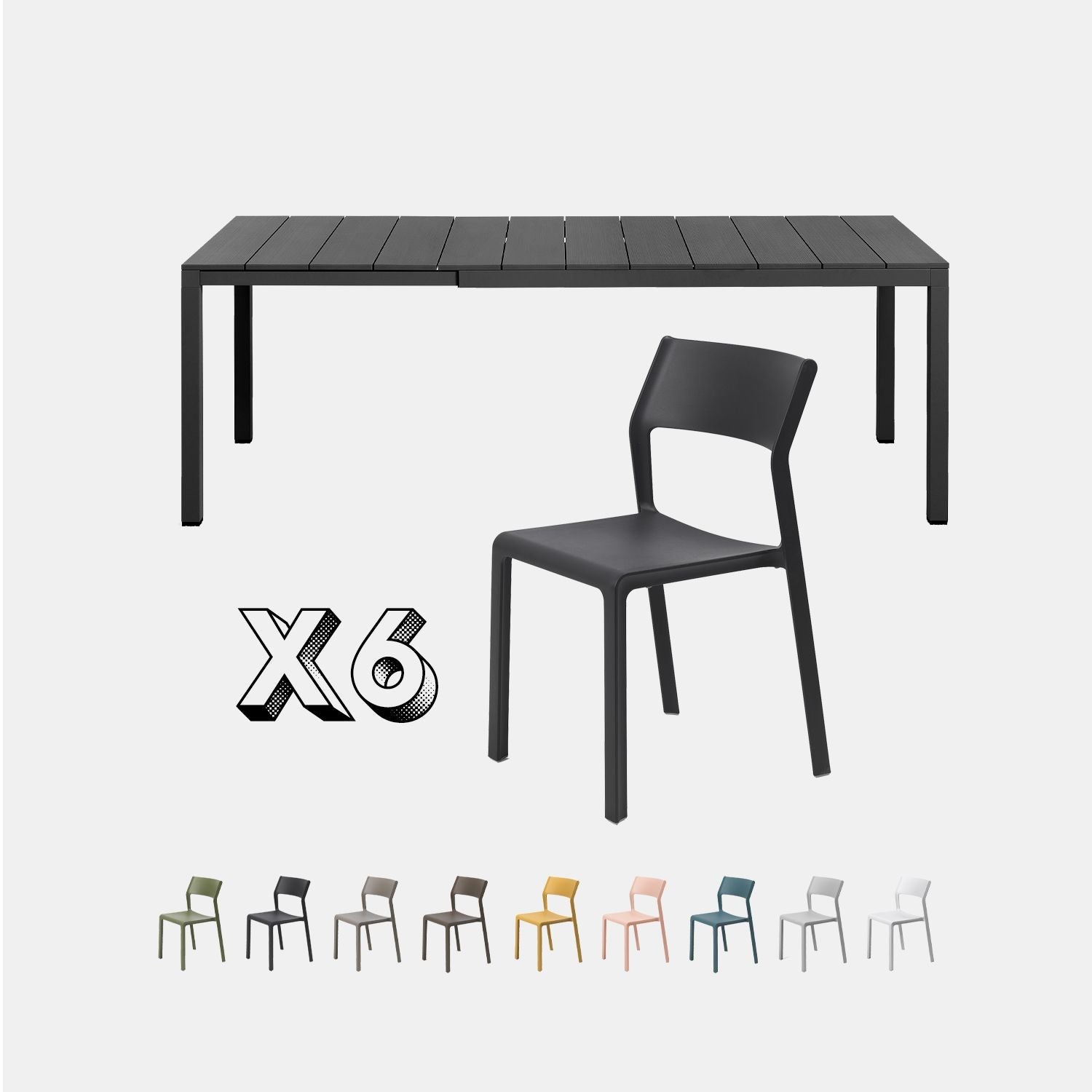 Dining Set - Rio 140 Extending Table & Trill Armless Chairs