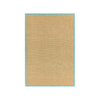 Sisal Floor Rug - Linen/Aqua Border