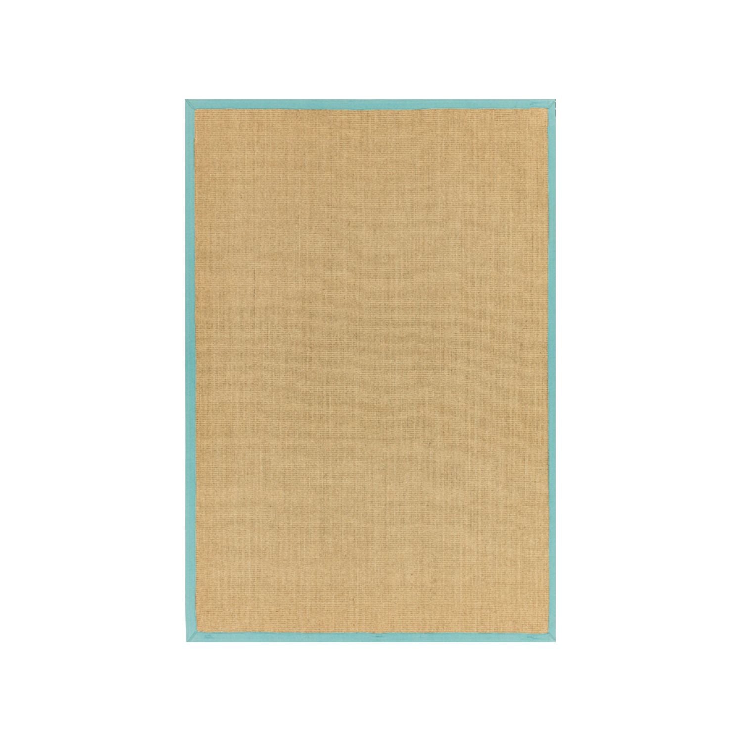Sisal Floor Rug - Linen/Aqua Border