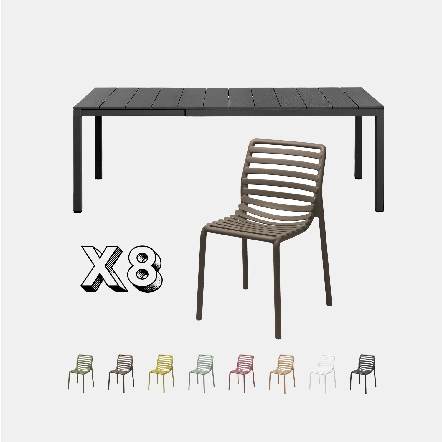 Dining Set - Rio 210 Extending Table & Doga Armless Chairs