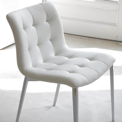 Kuga Dining Chair - Eco White Leather & Metal Frame