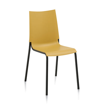 Eva Chair By Bontempi Casa - Mustard Yellow With Glossy Black Base