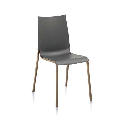 Eva Chair By Bontempi Casa - Anthracite With Dark Brass Base