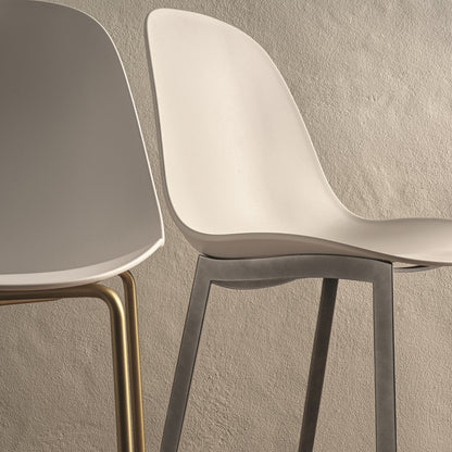  Low Bar Stool By Bontempi Casa - White With Gold Base