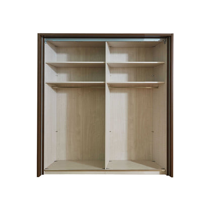 Chicago 150cm Sliding Wardrobe - Wooden Finish & All Glass Doors