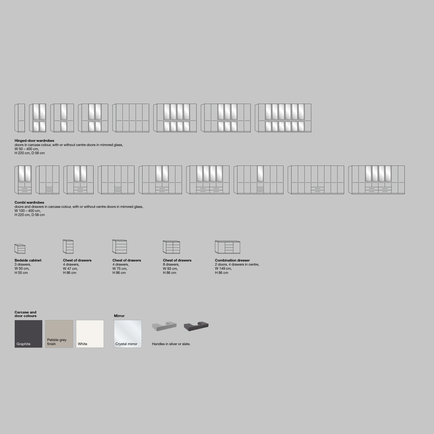 Each Wardrobe & Bedside Measurements 