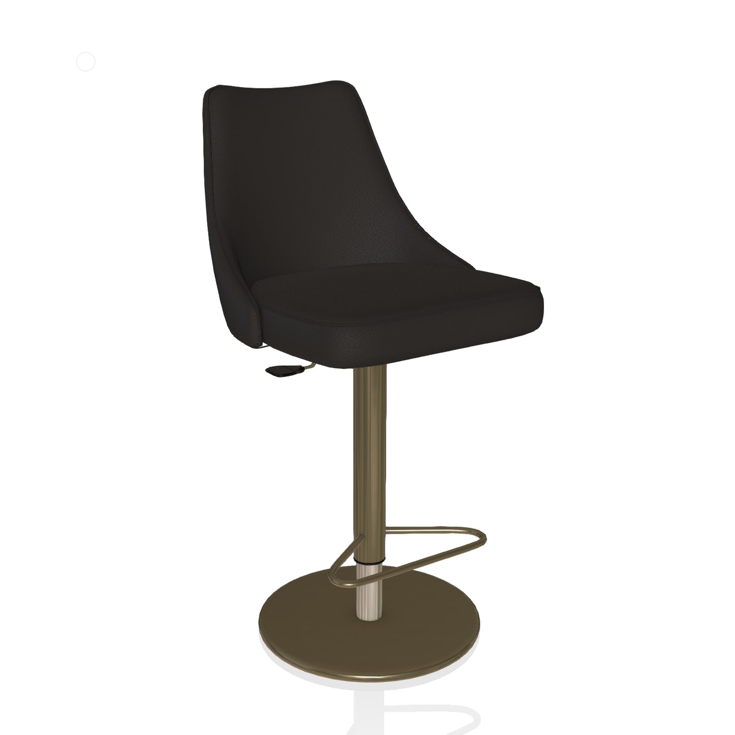 Clara Swivel Bar Stool By Bontempi Casa - Eco Dark Brown Leather & Piping With Aged Brass Base