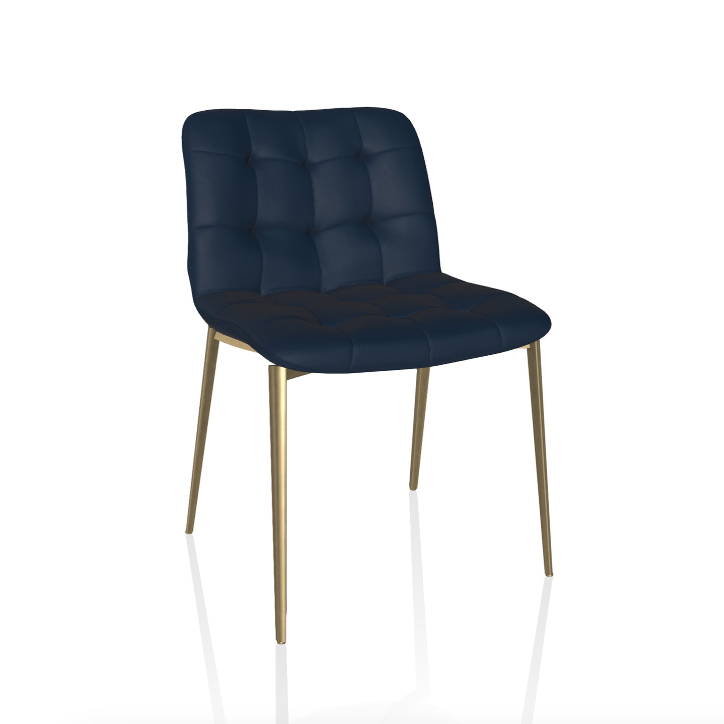 Kuga Dining Chair By Bontempi Casa - Premium Blue Leather & Gold Metal Frame