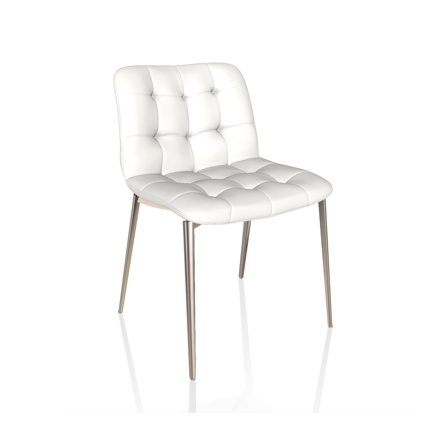 Kuga Dining Chair By Bontempi Casa - Eco White Leather & Chrome Metal Frame
