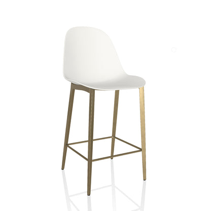Mood Low Bar Stool By Bontempi Casa - White With Gold Base