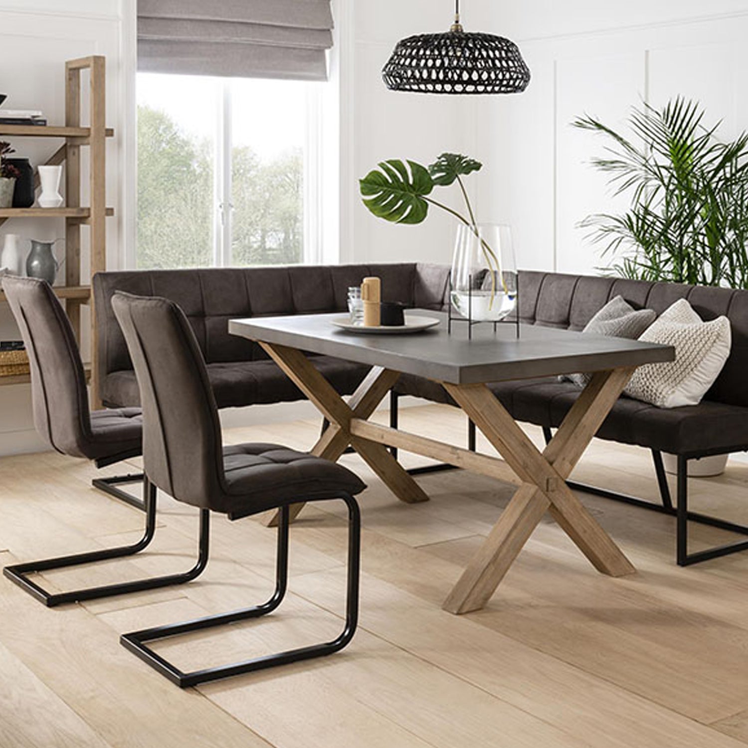 Chichester Dining Bench - Corner Bench in Charcoal