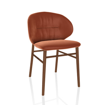 Drop Chair By Bontempi Casa - Terracotta Velvet & Walnut
