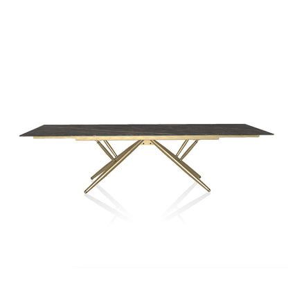 Bridge Extending Dining Table By Bontempi Casa - Black & Gold With Matt Noir Desir Super Marble