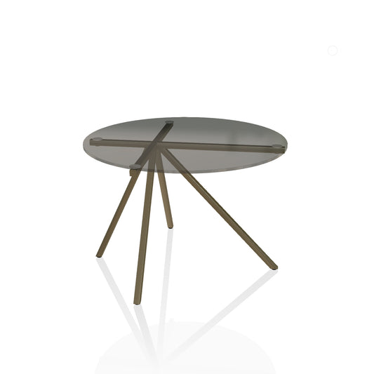 Ray Coffee Table By Bontempi Casa - Bronze Glass With Dark Brass Base