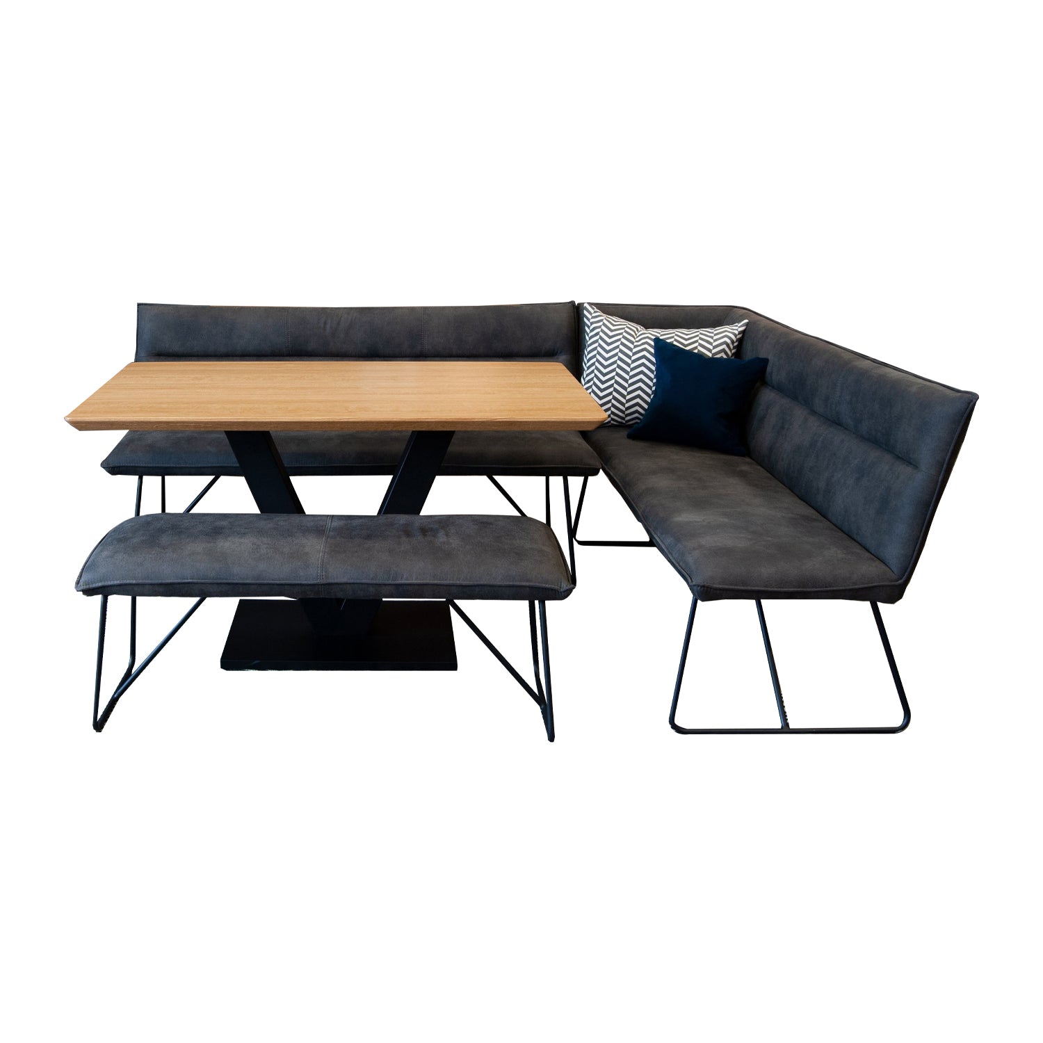 Grayson 2 Piece Corner Bench, Small Bench & Elsworthy Oak Dining Table