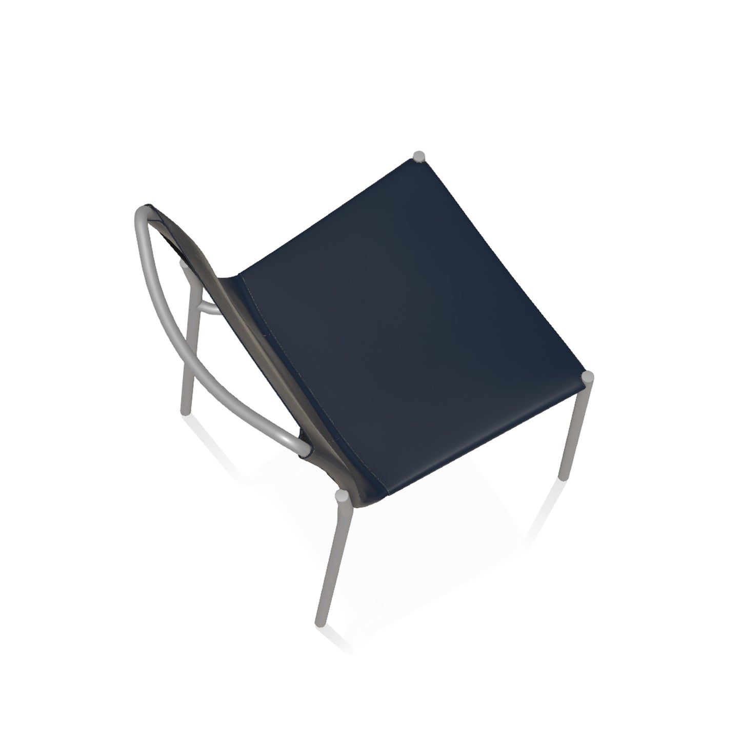 Shape Chair By Bontempi Casa - Blue Leather With White Stitching & Light Grey Base