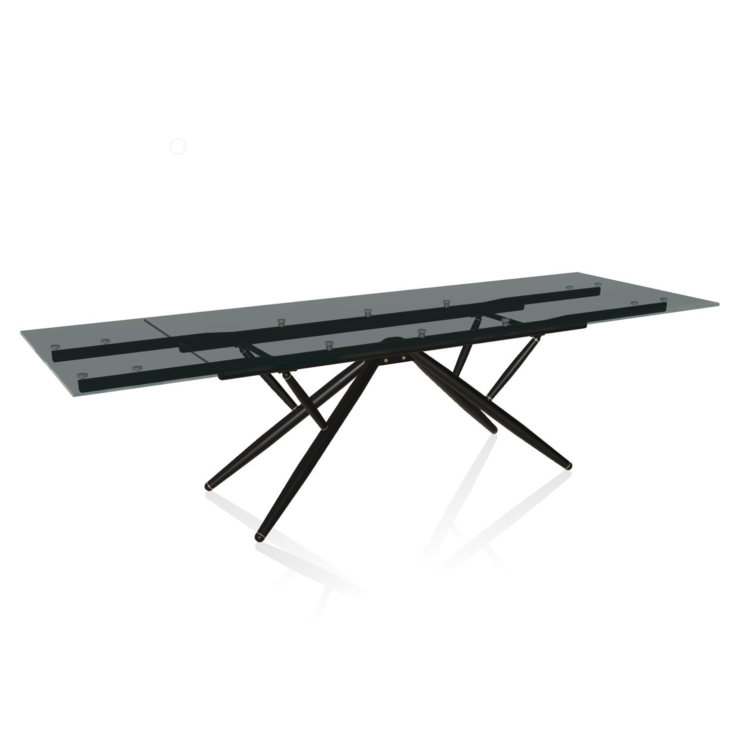 Bridge Extending Dining Table By Bontempi Casa - Black & Gold With Smoked Glass