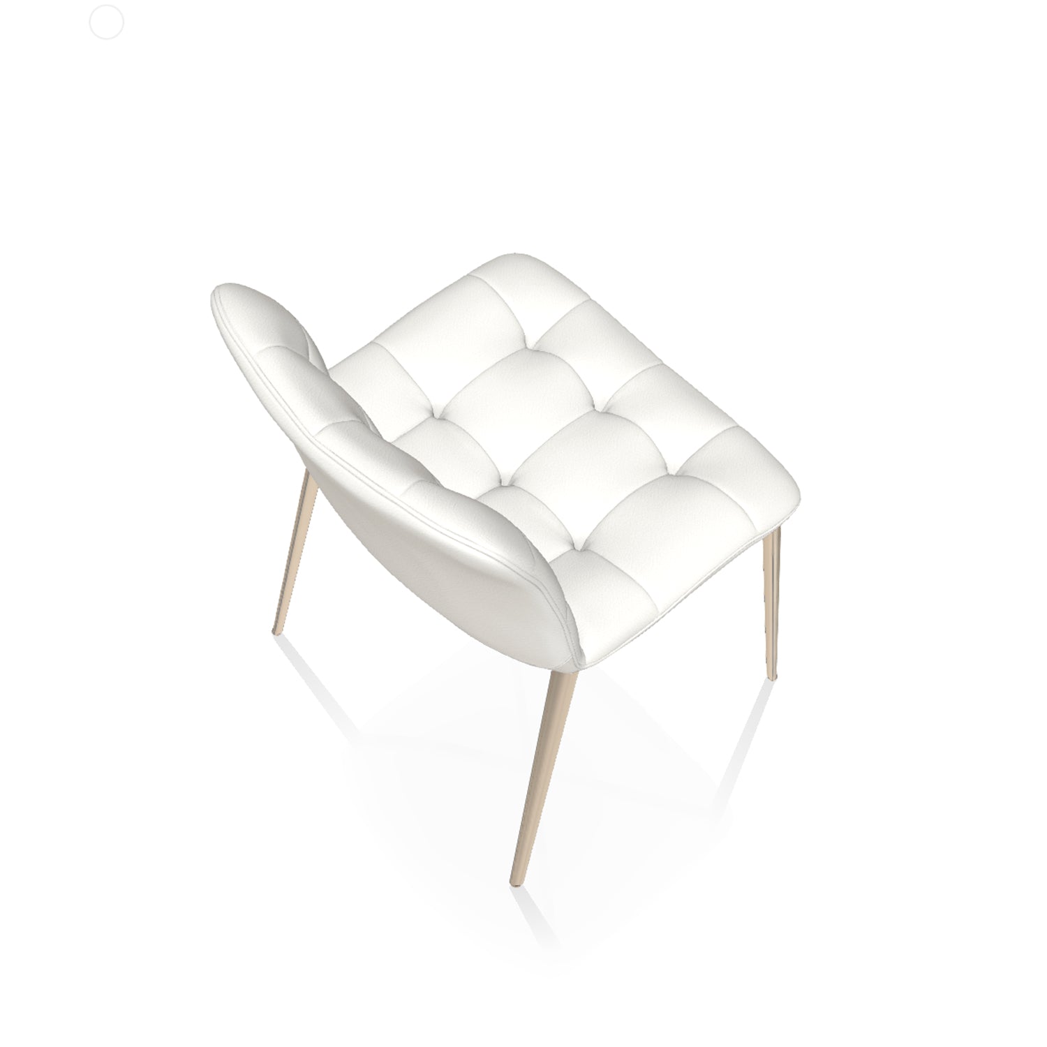 Dining Chair By Bontempi Casa - Eco White Leather & Chrome Metal Frame
