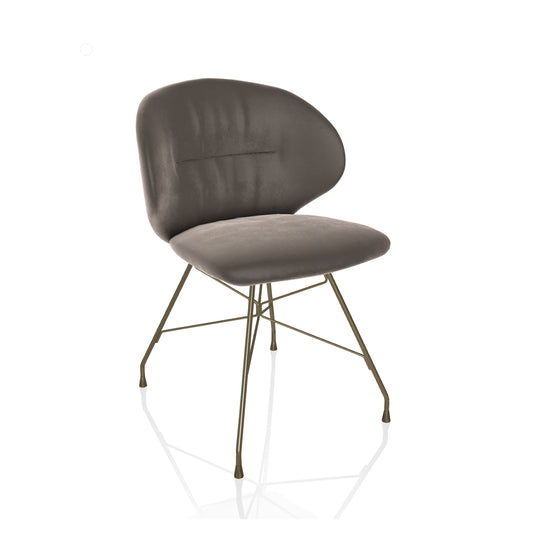 Drop Chair By Bontempi Casa - Dove Grey Velvet & Brass