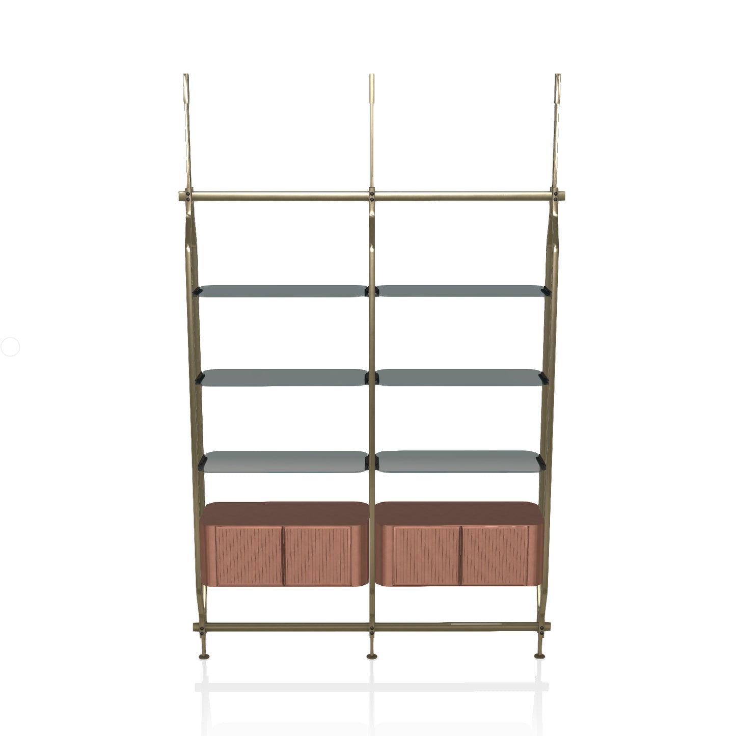 Charlotte Bookcase By Bontempi Casa - Ceiling Fixing Matte Black & Dark Brass