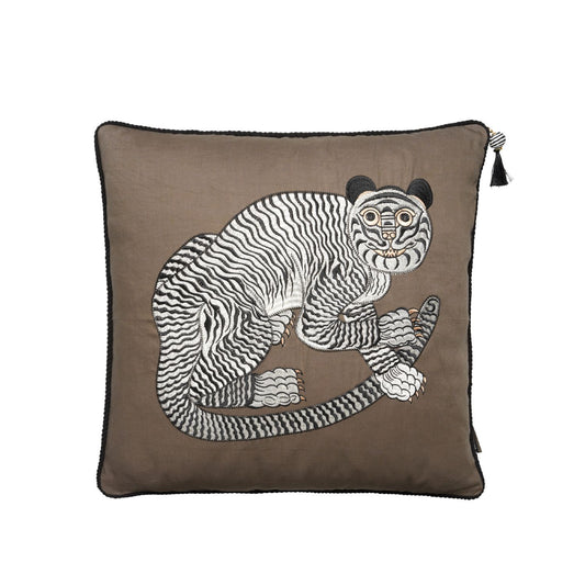 Fable Embroidered Cushion - Taupe