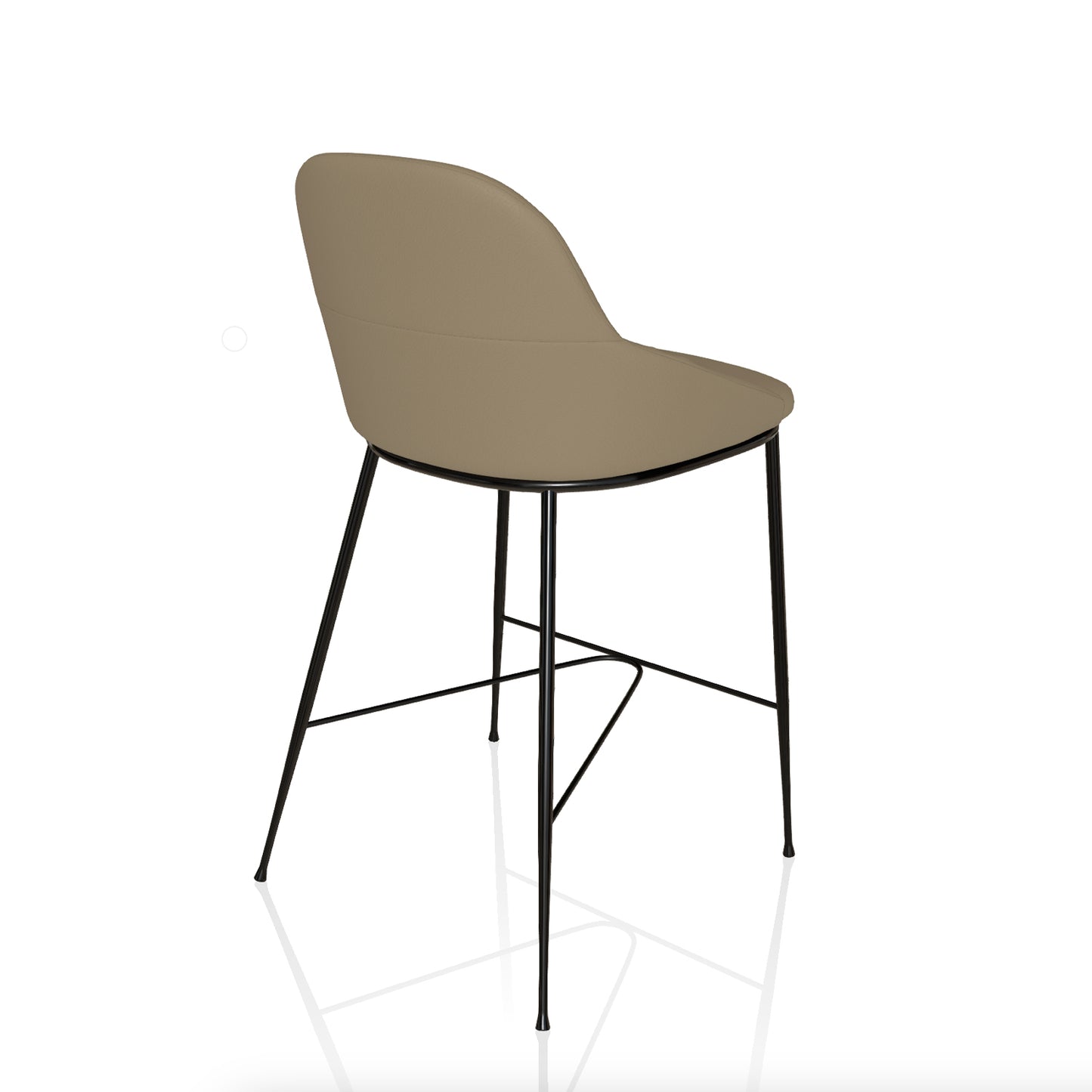 Queen Bar Stool By Bontempi Casa - Glossy Black & Eco Sand Leather