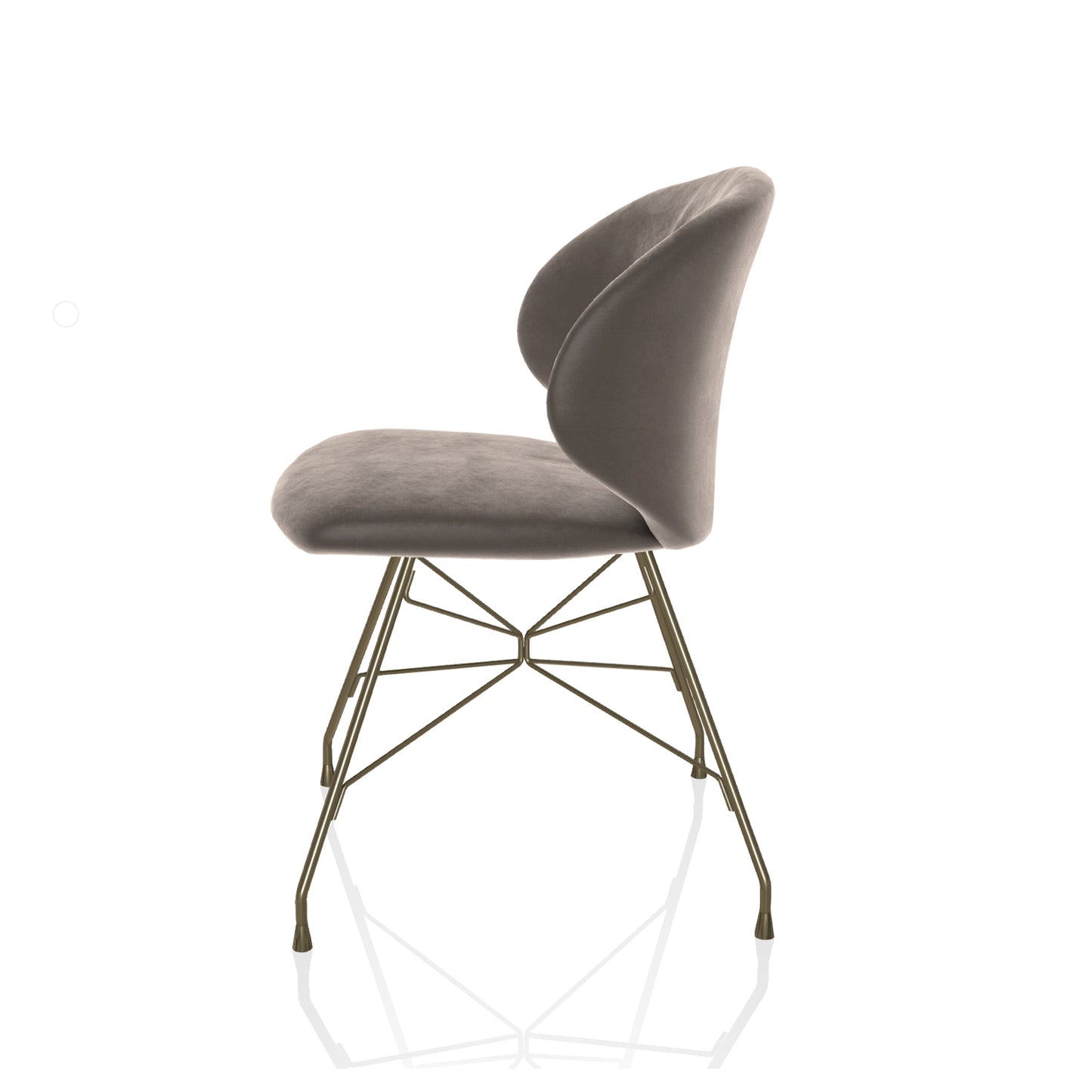 Drop Chair By Bontempi Casa - Dove Grey Velvet & Brass