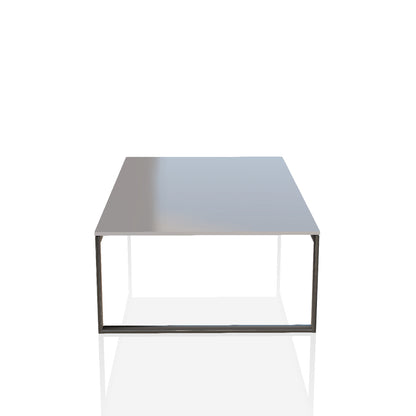 Hip Hop Coffee Table By Bontempi Casa - Light Grey Gloss Glass With Natural Silver Base